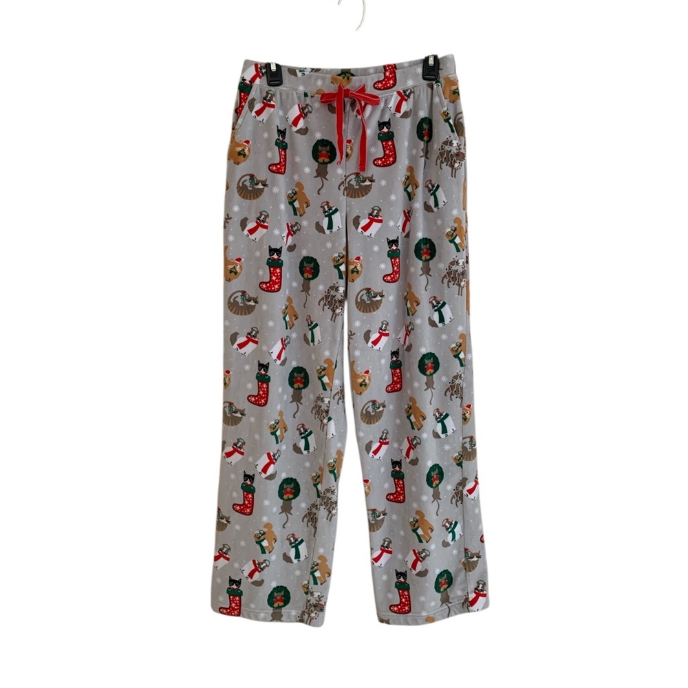 Jingles & Joy cat Christmas pajama pants with‎ pockets size medium holiday